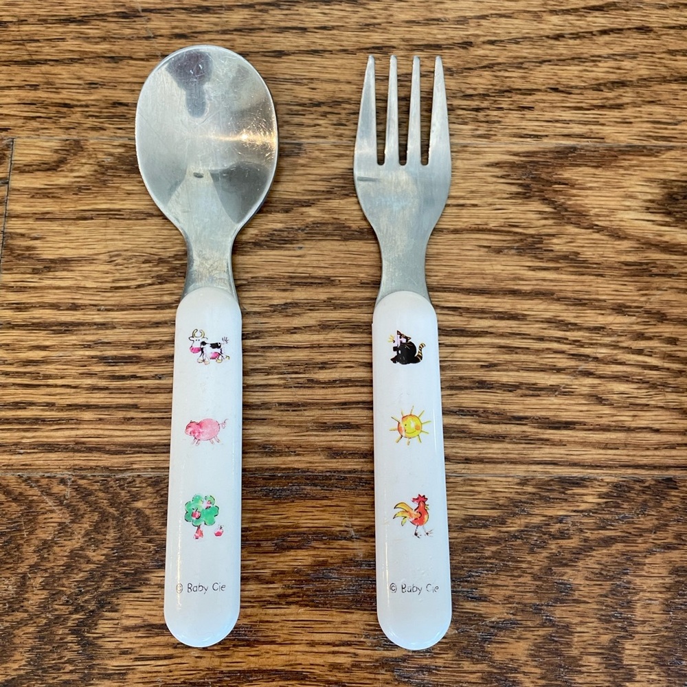 Baby Cie plate, bowl, cup, spoon, and fork - Picture 8 of 13